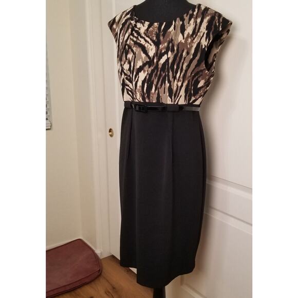 NWOTs CONNECTED APPAREL Tiger Stripe SLEEVELESS STRETCHY SHEATH DRESS Size 14 - Picture 1 of 7